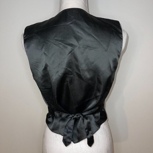 Serious Fun Sequin Vest Womens Size Small S Vintage Cotton Back Tie Front Snaps - Picture 8 of 11